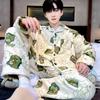 Fábrica de Origem Pijama Masculino de Flanela Outono e Inverno Juventude Veludo Engrossado Desenho Animado Casual Conjunto de Roupa para Casa