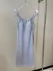 Pijama Sexy para Mujer Seda de Hielo con Almohadillas de Sujetador Verano Estilo Deseo Puro Camisola con Cordones Vestido para Dormir Jacquard de Mariposas Largo Medio Ropa de Casa