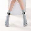 Calcetines de Cinco Dedos hasta la Pantorrilla con Bloques de Color, Calcetines de Yoga con Agarre Antideslizante, Calcetines Finos de Algodón hasta la Media Pantorrilla para Mujer, Deportes de Interior y Aeróbicos