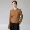 Outono 2026 Novo Estilo Simples Gola Redonda Feminino Solto Macio Cor Sólida Top Suéter de Caxemira