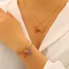 Collar y Pulsera de Mariposa Ins Transfronterizos Europeos y Americanos, Accesorios de Princesa Asimétricos Magnéticos de Pedrería Colorida para Mejores Amigas