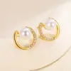 Pendientes Semicirculares Simples de Perlas de Imitación Estilo Coreano, Pendientes de Diseño de Alta Gama de Moda 2025 Inspirados en Celebridades