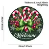 Decoração de placa de porta redonda de madeira de Natal, pingente de decoração de árvore de Natal para varanda externa, teca antiga Binxin