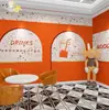 Papel de parede Hermashi imitação de terrastone laranja Parede de fundo para fotos de ponto de registro de celebridade da internet Decoração de restaurante loja de café loja de chá com leite