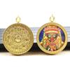Pintado à mão dourado Xizang dourado redondo thangka santo padroeiro estilo nacional retrô pingente de bagagem de mão caixa gawu fábrica direto