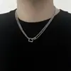 Collar de acero inoxidable con hebilla de doble capa transfronteriza para hombres y mujeres, tendencia que no se decolora, cadena para clavícula de alto sentido Joker, fabricantes