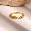 Anel Aberto Vintage em Ouro 18K Aço Inoxidável Pérola Zircônia Anéis de Joias de Aço Titânio Estilo Ins de Alta Qualidade