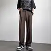Pantalones casuales de verano para hombre, finos, modernos, fluidos, pantalones rectos de alta gama, estilo high street, pantalones largos anchos geniales negros