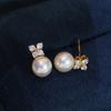 Accesorios DIY Plata de Ley S925 Dulce Juego de Anillo Colgante de Aretes de Perlas de Cuatro Diamantes Soporte Vacío Aretes Clásicos Collar