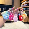 Lindo y Creativo Llavero de Flor con Bola de Peluche, Flor de Felpa, Colgante de Bolso a la Moda, Colgante para Teléfono Móvil, Regalo Llavero
