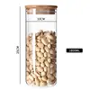 Frasco de Almacenamiento de Cáscara de Mandarina de Grado Alimenticio en Stock, Frasco de Almacenamiento Grande de Alto Borosilicato, Contenedor de Almacenamiento Redondo con Tapa de Bambú, Frasco Sellado de Vidrio