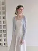 Cárdigan de punto de seda helada con protección solar para mujer, camisa fina para aire acondicionado, chal de verano 2026 para combinar con vestidos y vestidos lenceros