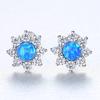 PAG &amp; MAG S925 Pendientes de plata esterlina de cuerpo completo Versión coreana de pendientes de ópalo Aobao con circonitas simples Joyas para orejas de flores para mujer