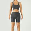 Ropa exterior tejida con sujetador acolchado, conjunto de yoga ajustado, ropa deportiva de fitness de talle alto con forma de melocotón de secado rápido, shorts deportivos