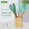 Puxador de madeira silicone utensílios de cozinha 6 peças conjunto Amazon cross-border e-commerce venda quente utensílios de cozinha 6 peças conjunto colher raspador de pá