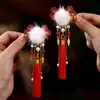 Accesorios para el Cabello Estilo Chino Tradicional para Niños, Borlas Festivas de Estilo Nacional, Versátiles y Lindos, con un Encanto Atractivo, Pompones de Piel de Visón, Pinzas para el Cabello Hechas a Mano