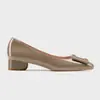 Nuevos Zapatos de Salón Elegantes Estilo Francés Primavera/Verano 2026 con Hebilla Cuadrada Rv, Tacón Grueso Versátil, Boca Baja, Piel Genuina, Punta Redonda, Zapatos de Trabajo