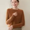 Suéter de Cachemira de Cuello Redondo y Hombro Raglán para Mujer Otoño e Invierno Suéter de Cachemira Engrosado Suéter de Punto Holgado con Mangas de Encaje