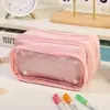 Estojo Transparente Removível Nova Caixa de Papelaria de Alto Valor Super Grande Capacidade Bolsa de Papelaria Panda para Meninas do Ensino Fundamental