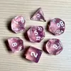 Conjunto de Dados Poliédricos D&D com Padrão de Mármore, Cores Misturadas, Transparente, D4D6D8D10D12D20 Lados, Tabuleiro Coc para Jogos de Tabuleiro, Conjunto de Sete Peças