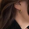 Pendientes de plata s925 con forma de aguja francesa, con cuentas redondas geométricas elegantes para mujer, estilo japonés y coreano, estilo retro, con forma de bola redonda.