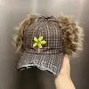 Gorra de Béisbol a Cuadros Coreana con Visera Rota y Protección para los Oídos para Mujer, Invierno, Exterior, Ciclismo y Esquí, Cortavientos y Resistente al Frío, Gorra Lei Feng
