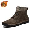 Botas masculinas de inverno 2023 de cano alto tamanho grande veludo quentes botas Martin meias masculinas feitas à mão botas de couro atacado transfronteiriço