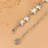 Accesorios de Cadena para Cintura Joyería Transfronteriza Europea y Americana Metal Retro Estrella de Cinco Puntas Cinturón para Mujer Versátil Colgante de Estrella Cadena de Pantalones de Moda