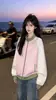 Sudadera con Capucha y Cremallera de Cuello Alto con Diseño de Personalidad de Calle de Alta Gama de Tendencia Americana Patchwork Bloques de Color Chaqueta Top de Otoño para Mujer
