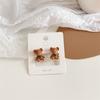 Lindos Aretes de Oso Flocado de Té Otoño e Invierno Dibujos Animados Felpa Niña Aretes Estilo Dulce Combinan con Todo Aretes de Lazo