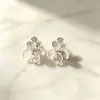 Brincos de Flor de Cristal com Temperamento Doce para Mulheres Nicho de Alta Qualidade Exquisitos Elegantes Modernos Brincos de Tarraxa Estilo Frio Joia de Orelha