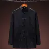 Traje Tang de Seda Gelada para Primavera e Verão para Homens de Meia-Idade e Idosos, Conjunto de Manga Longa, Camisa de Seda para o Pai, Roupa de Exercício Matinal para o Avô, Hanfu