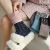 Calcetines de Lunares para Mujer, Calcetines de Media Pantorrilla, Engrosados para Otoño e Invierno, Cálidos, Estilo Japonés Retro, Patchwork de Lunares, Calcetines Largos de Bloqueo de Color