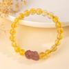 Pulsera de Cristal de Fresa Citrina Natural Pixiu para Mujer para Riqueza y Suerte, Regalo para Mejores Amigas, Venta al por Mayor para Puestos