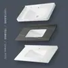 Gabinete de Baño Cerámico de Pared con Cubierta Semi-Empotrada, Lavabo Único Integrado con Placa de Roca para Lavado de Baño y Lavado de Manos
