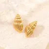 Brincos de Aço Inoxidável da Moda Europeus e Americanos, Brincos Florais de Nicho, Brincos Estilo Oceano Banhados a Ouro 18K, Brincos de Aço Titânio