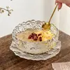 Tazón de Bocadillos de Yogur Helado Nido de Pájaro, Tazón de Hielo Raspado, Alto Valor Estético, Popular Set de Tazón y Plato de Vidrio para Postre de Restaurante, Tazón de Postre Dulce