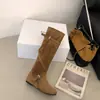 Women's 2026 new autumn collection: retro, versatile, and slimming high-heeled boots with a belt buckle design, perfect for layering