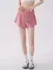 Shorts de Yoga Transpirables de Secado Rápido para Mujer, de Cintura Alta, Levanta Glúteos, Anti-Exposición, con Bolsillos, Shorts Deportivos para Pilates y Fitness