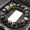 Pulseira Obsidiana Prata Natural Despertar Leão Ouro Yao Círculo Único Maré Nacional Pulseira Masculina Retrô Wen Play Decorações de Mão Superfície Planetária Atacado