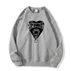 Moletom Cinza Gola Redonda para Mulheres, Novo Estilo Outono e Inverno, Design de Letra Americana e Coração, Caimento Solto, Forrado com Fleece, Espessado, Manga Longa, Tendência