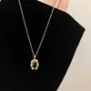 Espelho Negro Francês elegante diamante negro vintage Oval esculpido estilo ins colar moda aço titânio ouro 18K corrente clavícula