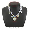 Zn0646 Collar con Cadena de Acero Inoxidable, Colgante de Cerámica Floral Transfronterizo, Versátil y Artístico, Fresco y Único