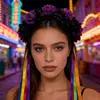 Diademas de Cabeza de Caléndula Europeas y Americanas, Diademas Personalizadas de Cinta de Flores para Halloween, Accesorios para la Cabeza de Disfraz para Fiestas de Festival de Carnaval
