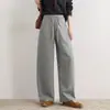 Calça da moda com barra curva, simples e estilosa, calça esportiva de cintura alta elástica, novas calças compridas casuais soltas para o outono de 2026