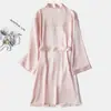 Vestido de Madrinha roupão matinal longo roupão matinal emocional feminino noiva madrinha seda festa pijama roupa presente de mão alça