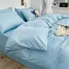 Juego de sábanas de color liso, lavado, minimalista, estilo japonés, amigable con la piel (incluye funda de edredón, sábana y sábana ajustable) - adecuado para dormitorios estudiantiles, juego de tres piezas
