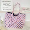 68181 Bolsa Tote de Lona Estilo Coreano Macaron Bolinhas Coloridas Bloqueadas Bolinhas de Grande Capacidade Ombro Único Bolsa para Estudante para o Dia a Dia