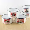 Panela Shabu-shabu de Esmalte Caneca de Chá com Frase Espetos Nostálgico Retrô Tigela para Macarrão Instantâneo com Tampa Esmalte Clássico Tigela de Esmalte