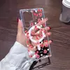 Funda de Teléfono Popular Transfronteriza Flor de Cerezo Roja para Samsung S25/S26Ultra Cubierta Protectora Magnética Transparente Anti-Caídas